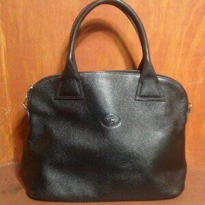 Vintage Longchamp black pebbled leather satchel tote
